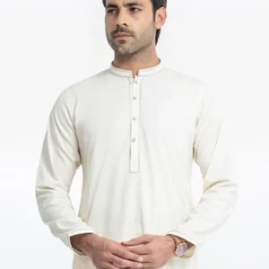 Men's Cream Kurta Shalwar - EMTKS24-41103