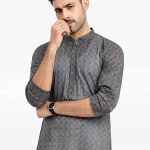 Men's Grey Kurta - EMTKC24S-130